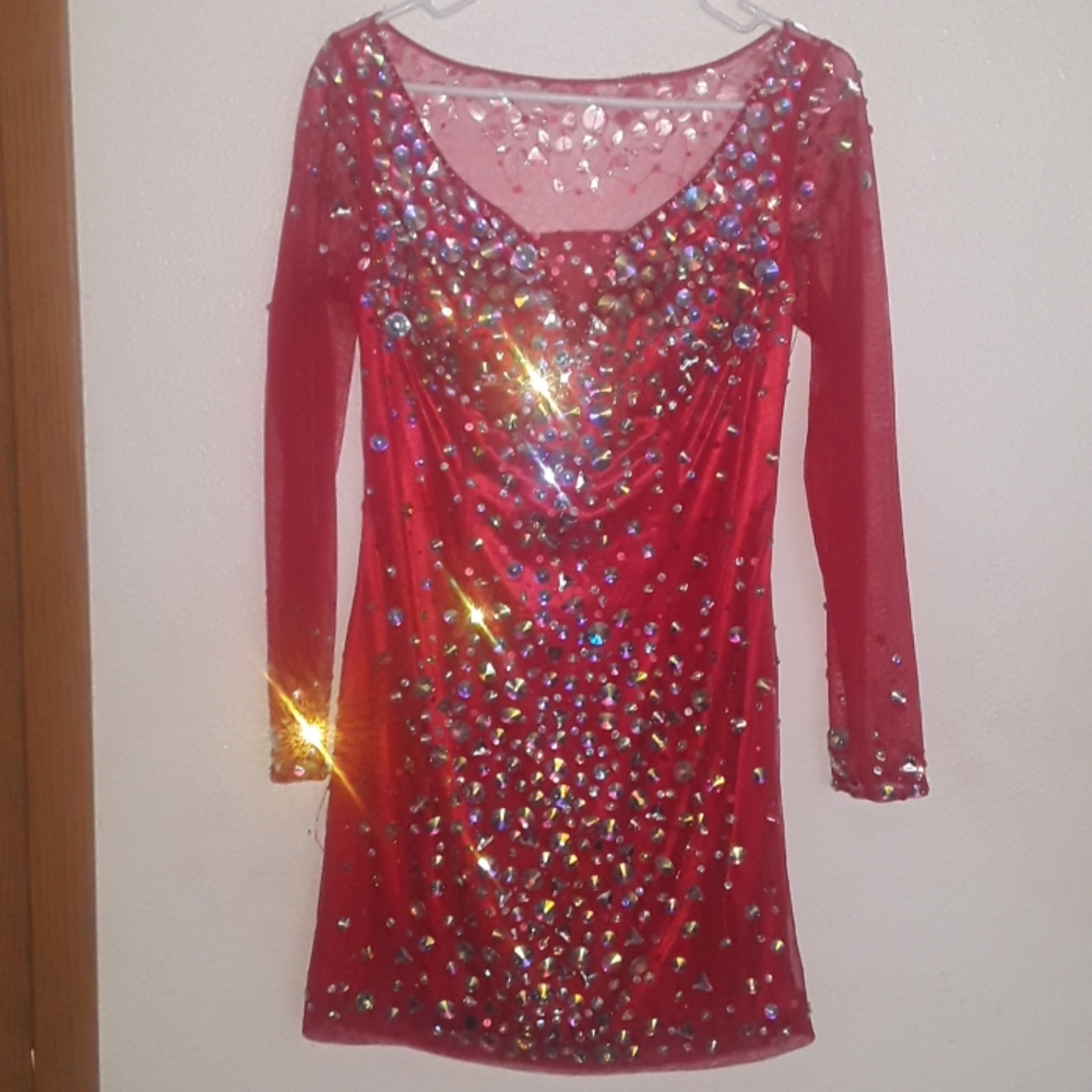 Red stoned party dress